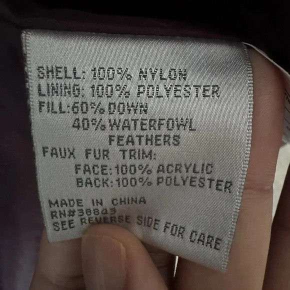 Larry Levine Winter Down Coat Burgundy/Wine Quilted Faux Fur Hood Long Puffer- S - Picture 4 of 8